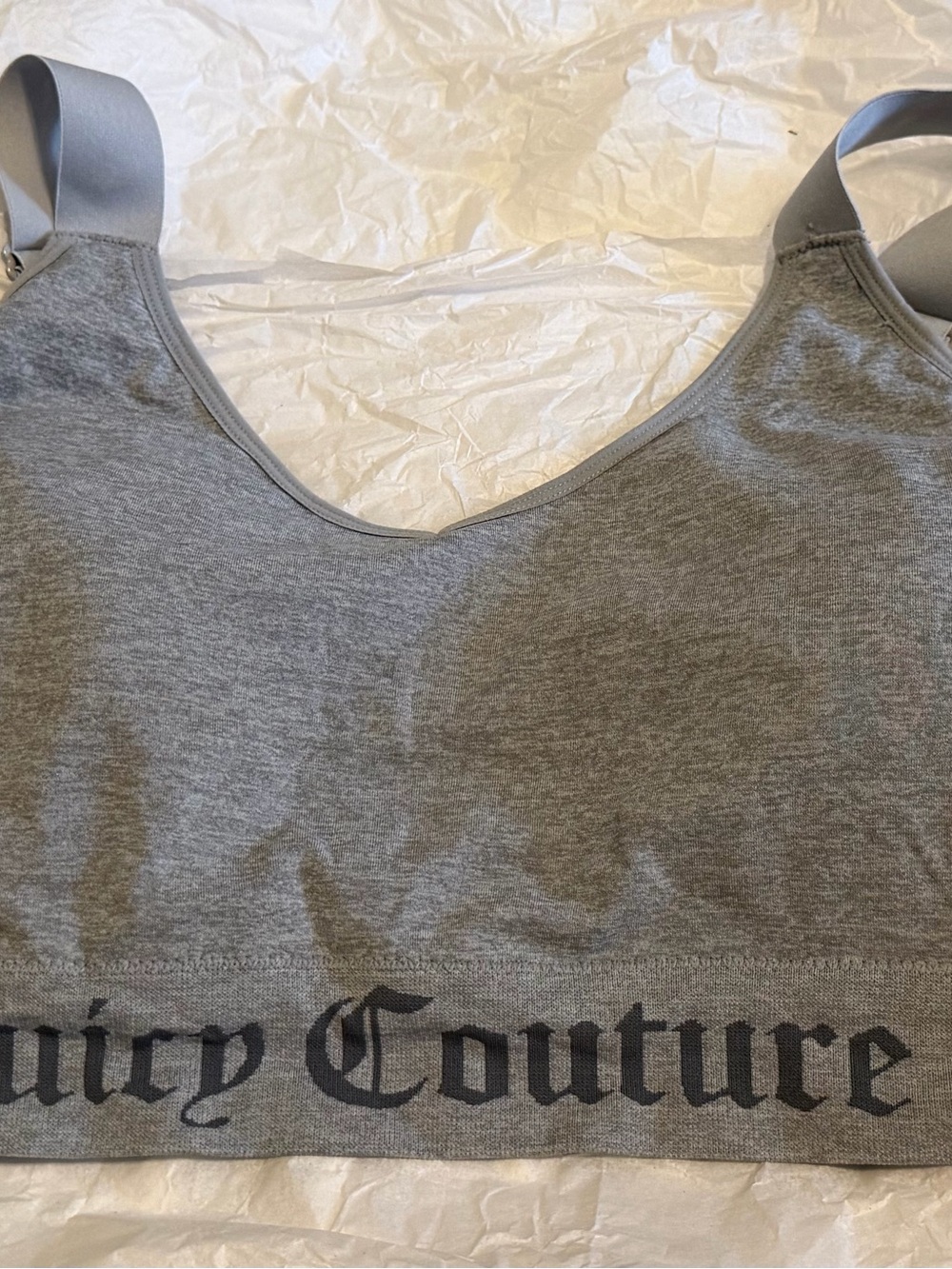 Juicy Couture Jersey Lightweight Adjustable Bralette SZ 3 X Gray Dark/Light Gray